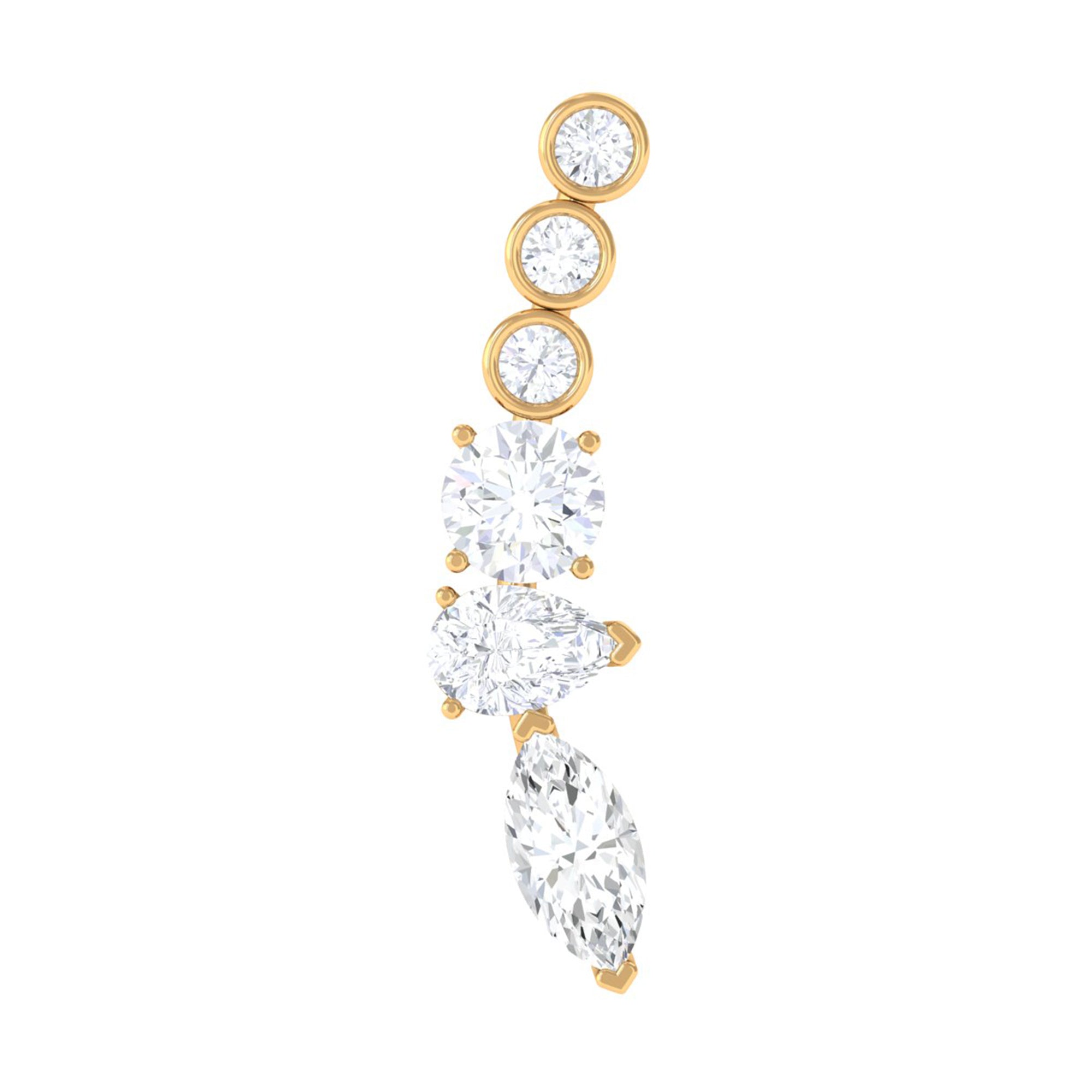 Certified Moissanite Designer Crawler Earring