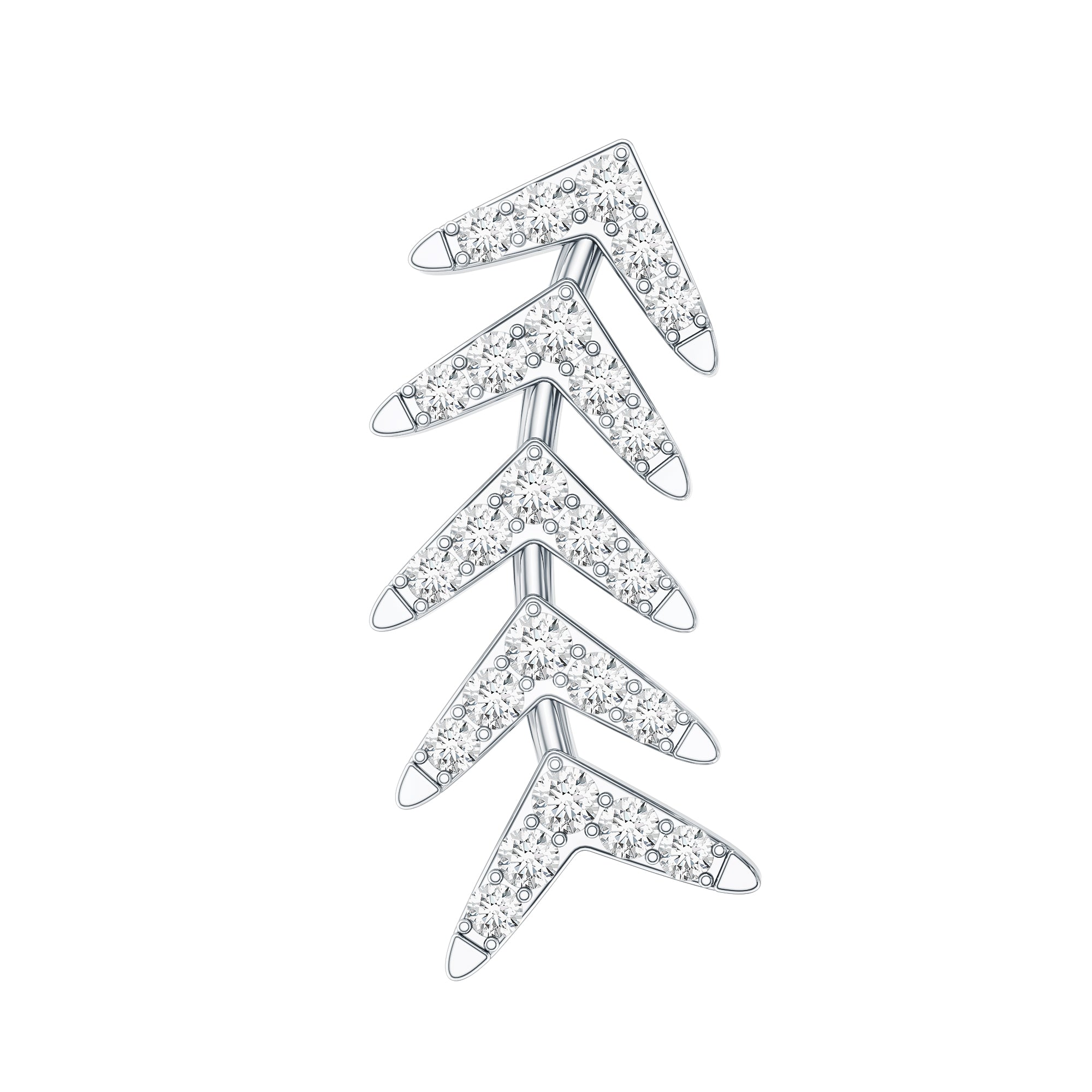 Certified Moissanite Leaf Crawler Earring for Helix Piercing