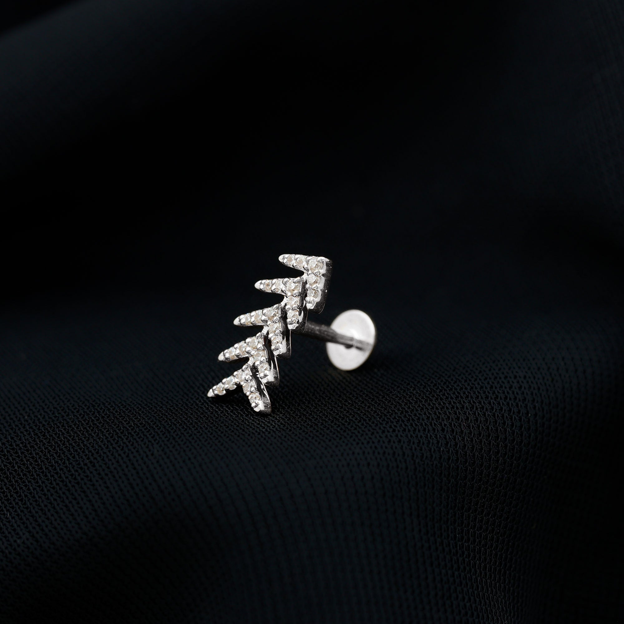 Certified Moissanite Leaf Crawler Earring for Helix Piercing