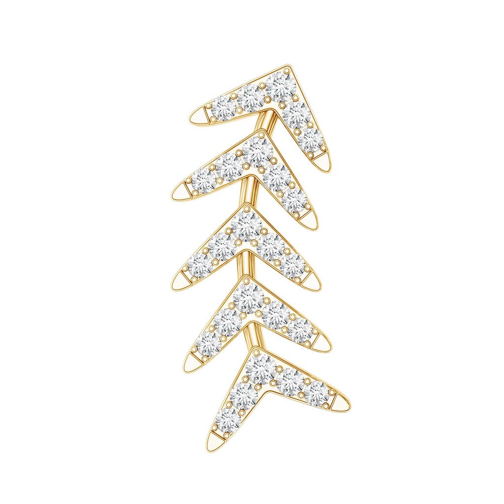 Certified Moissanite Leaf Crawler Earring for Helix Piercing