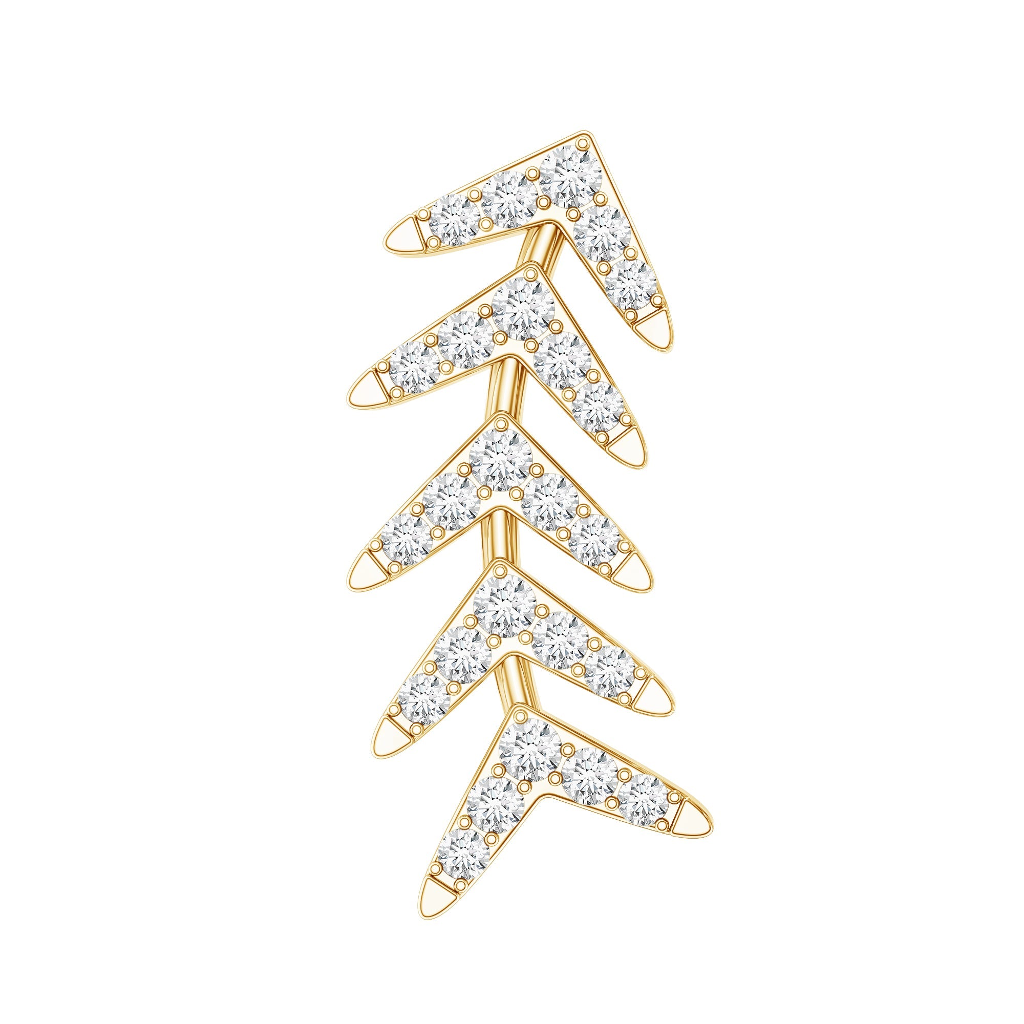 Certified Moissanite Leaf Crawler Earring for Helix Piercing