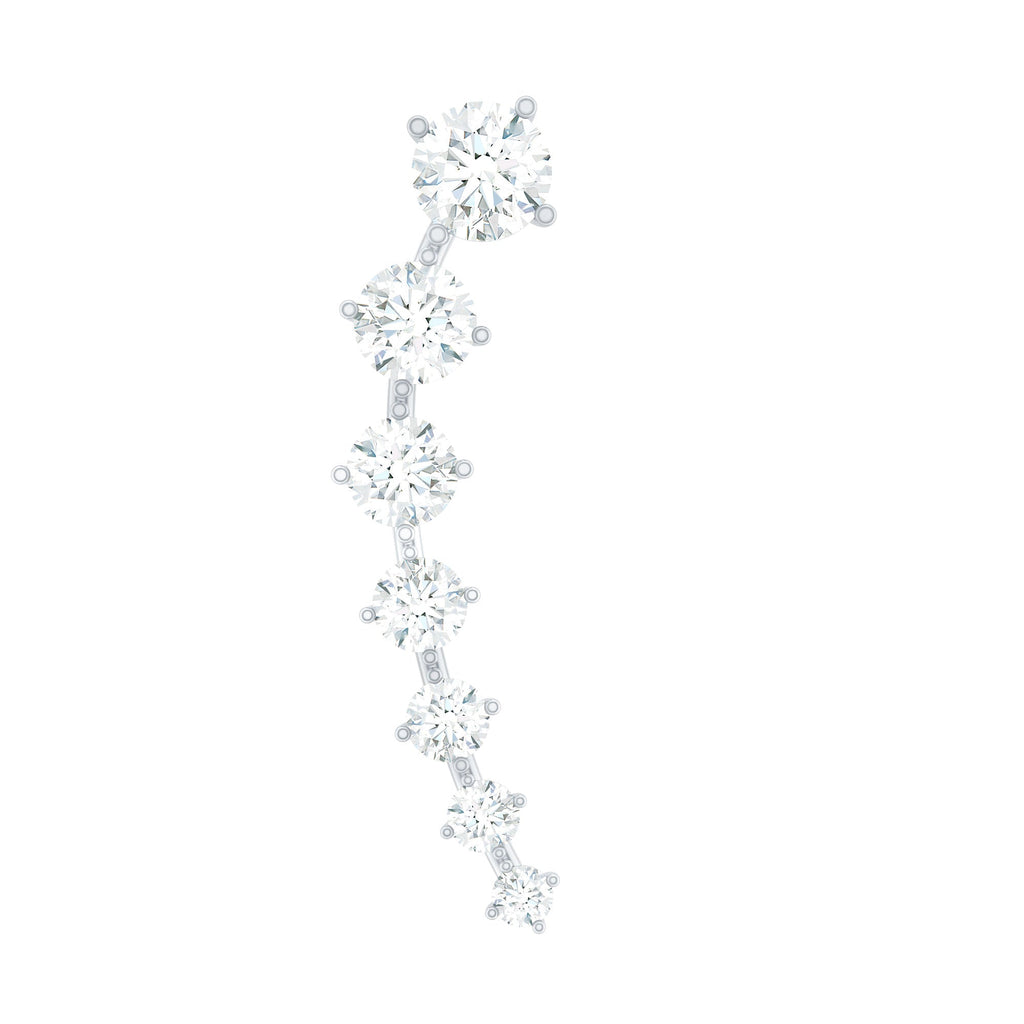 Graduated Style Moissanite Ear Crawler Earring for Helix Piercing