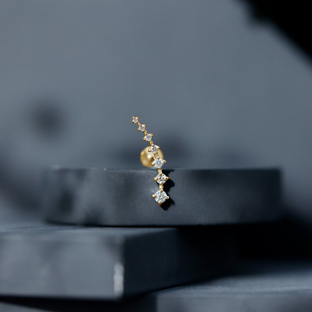 Graduated Style Moissanite Ear Crawler Earring for Helix Piercing