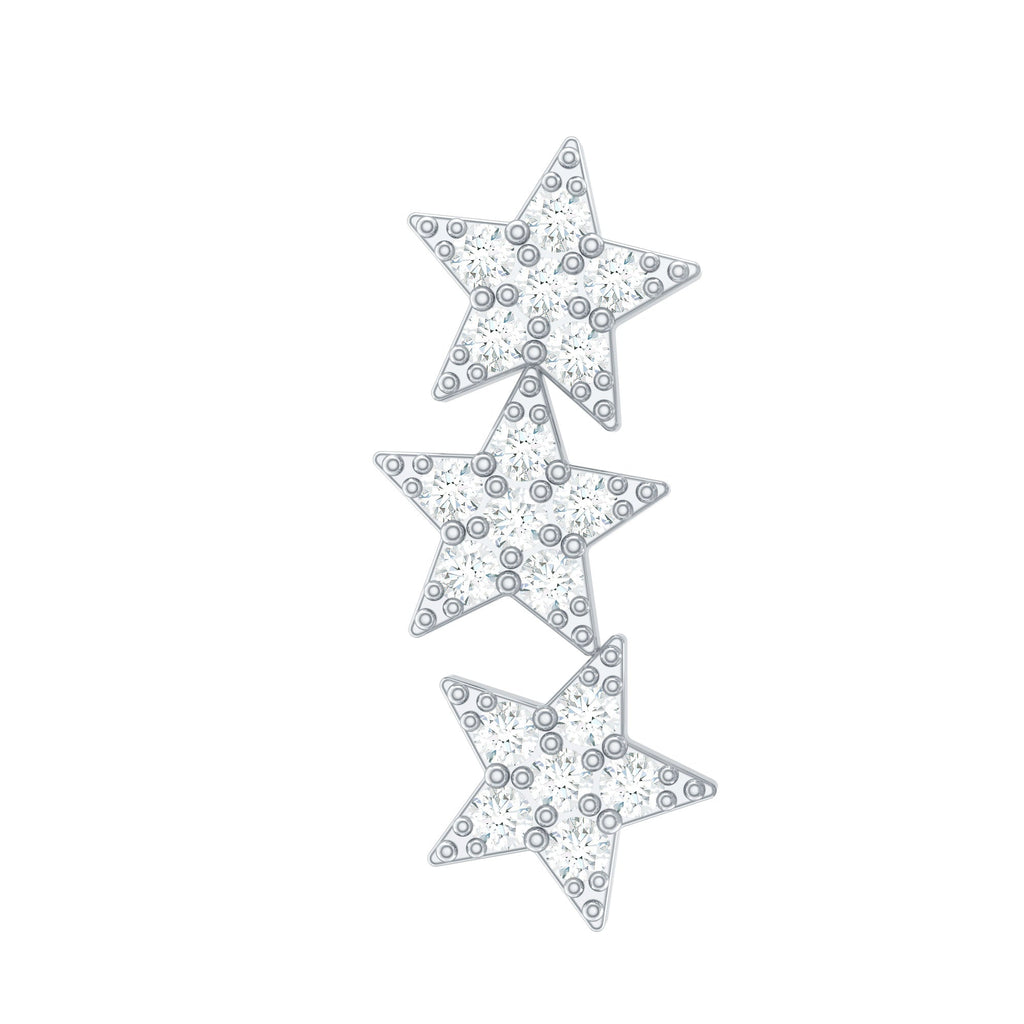 Certified Moissanite Star Ear Crawler Earring