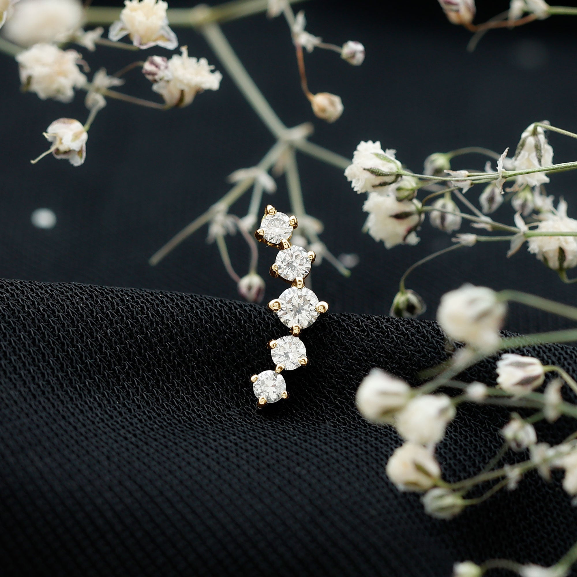 Graduated Style Diamond Crawler Earring for Women