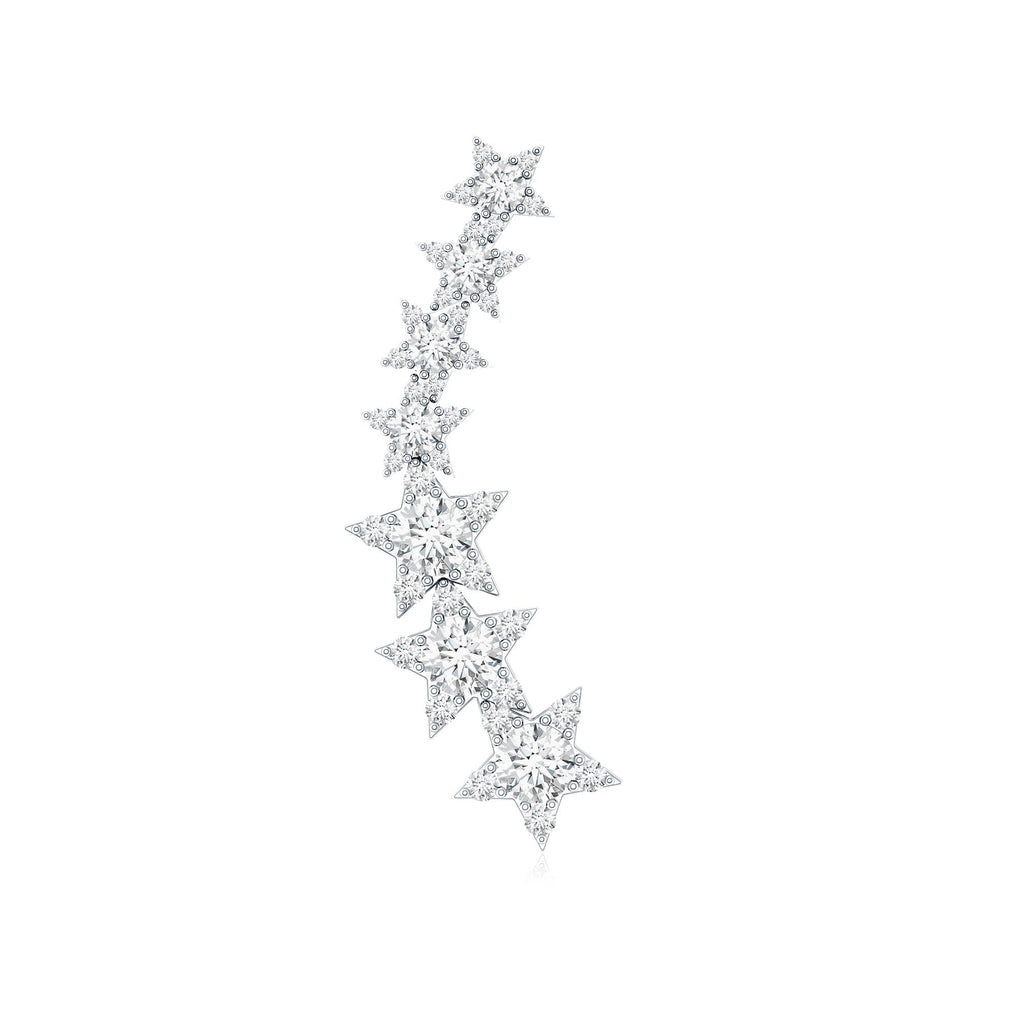 Moissanite Star Climber Earring for Cartilage Piercing