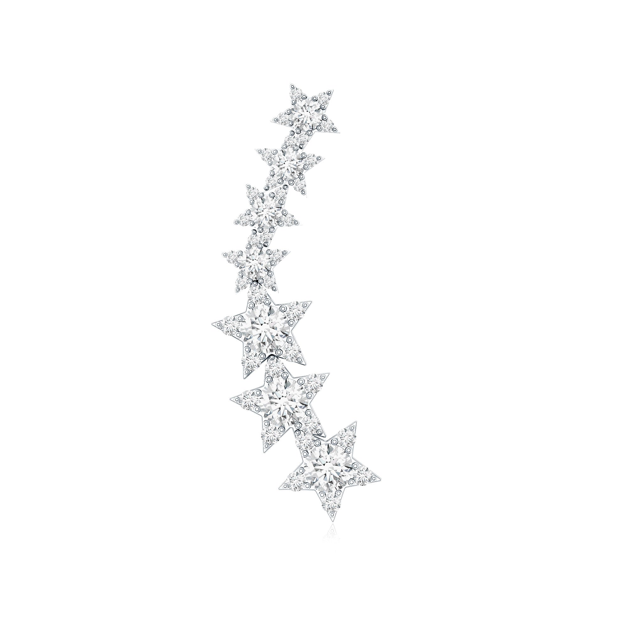 Moissanite Star Climber Earring for Cartilage Piercing