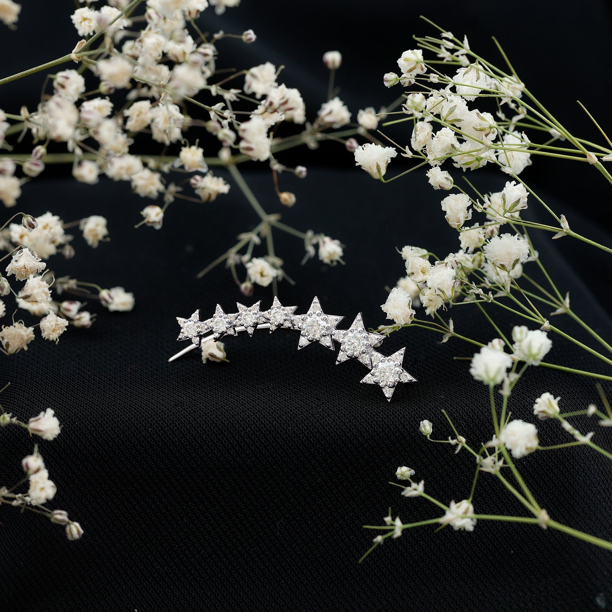 Moissanite Star Climber Earring for Cartilage Piercing