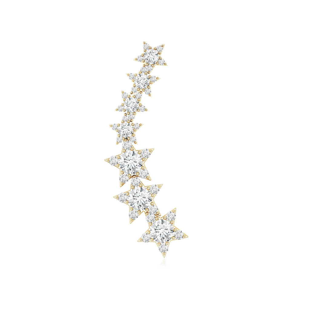 Moissanite Star Climber Earring for Cartilage Piercing
