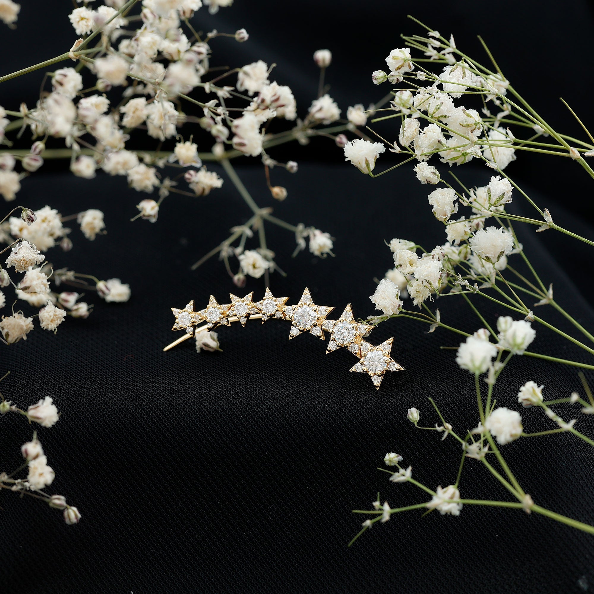 Moissanite Star Climber Earring for Cartilage Piercing