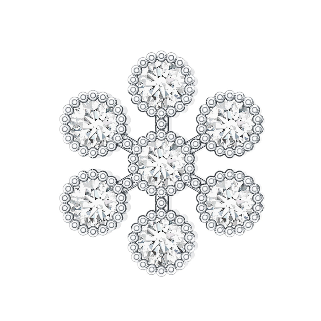 Moissanite Flower Cartilage Earring in Beaded Bezel Setting