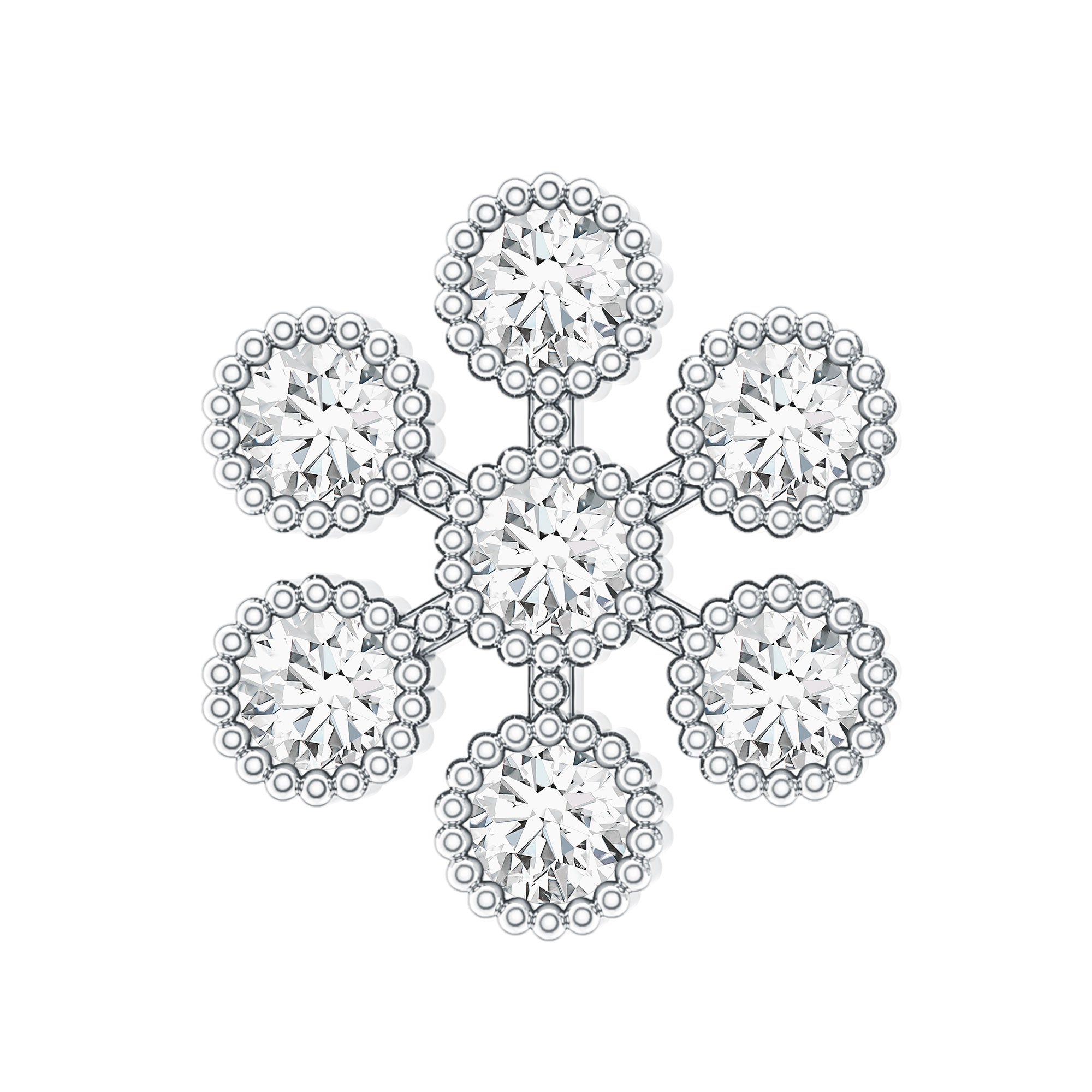 Moissanite Flower Cartilage Earring in Beaded Bezel Setting