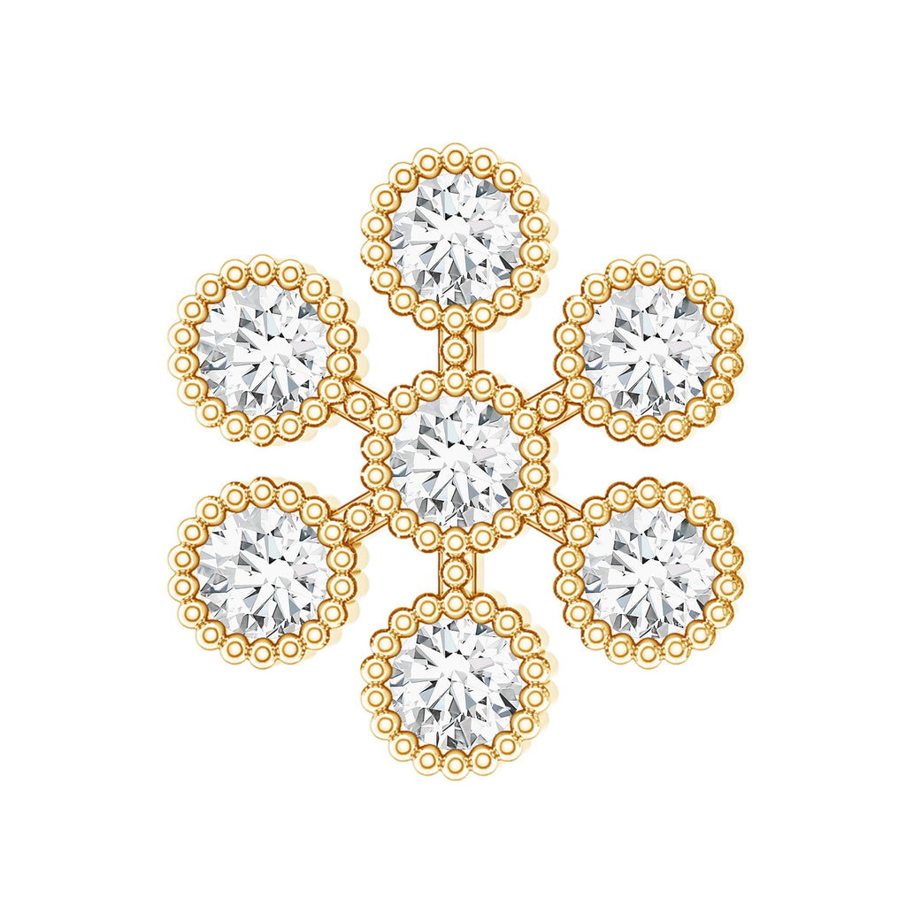 Moissanite Flower Cartilage Earring in Beaded Bezel Setting