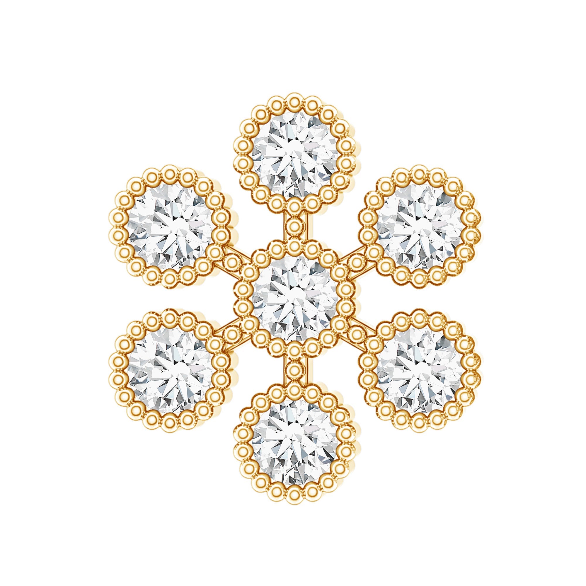 Moissanite Flower Cartilage Earring in Beaded Bezel Setting