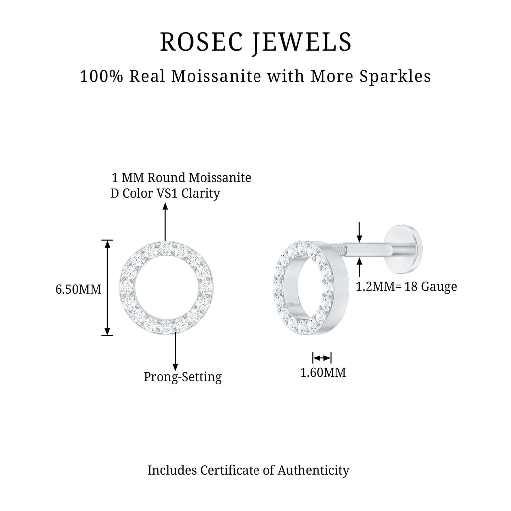 Minimal Moissanite Circle Helix Earring for Women