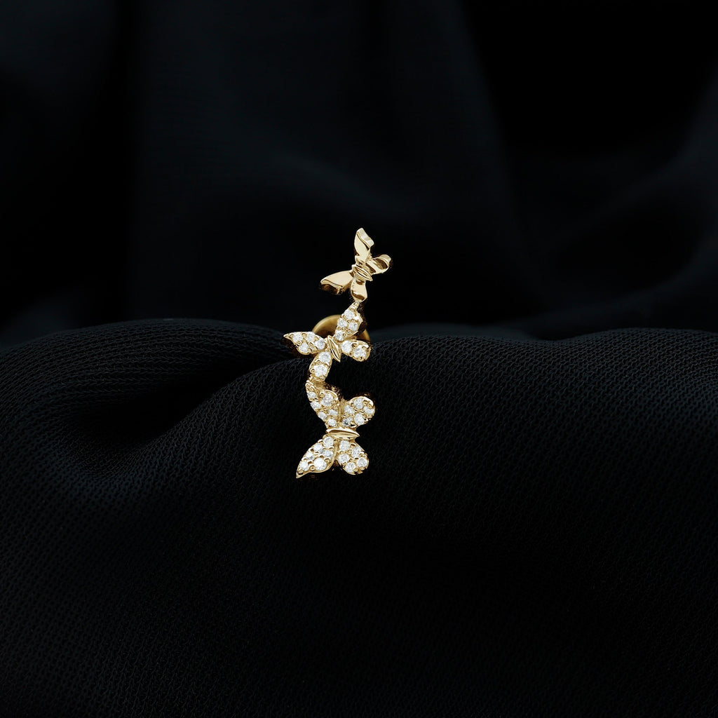 Moissanite Butterfly Climber Earring for Helix Piercing