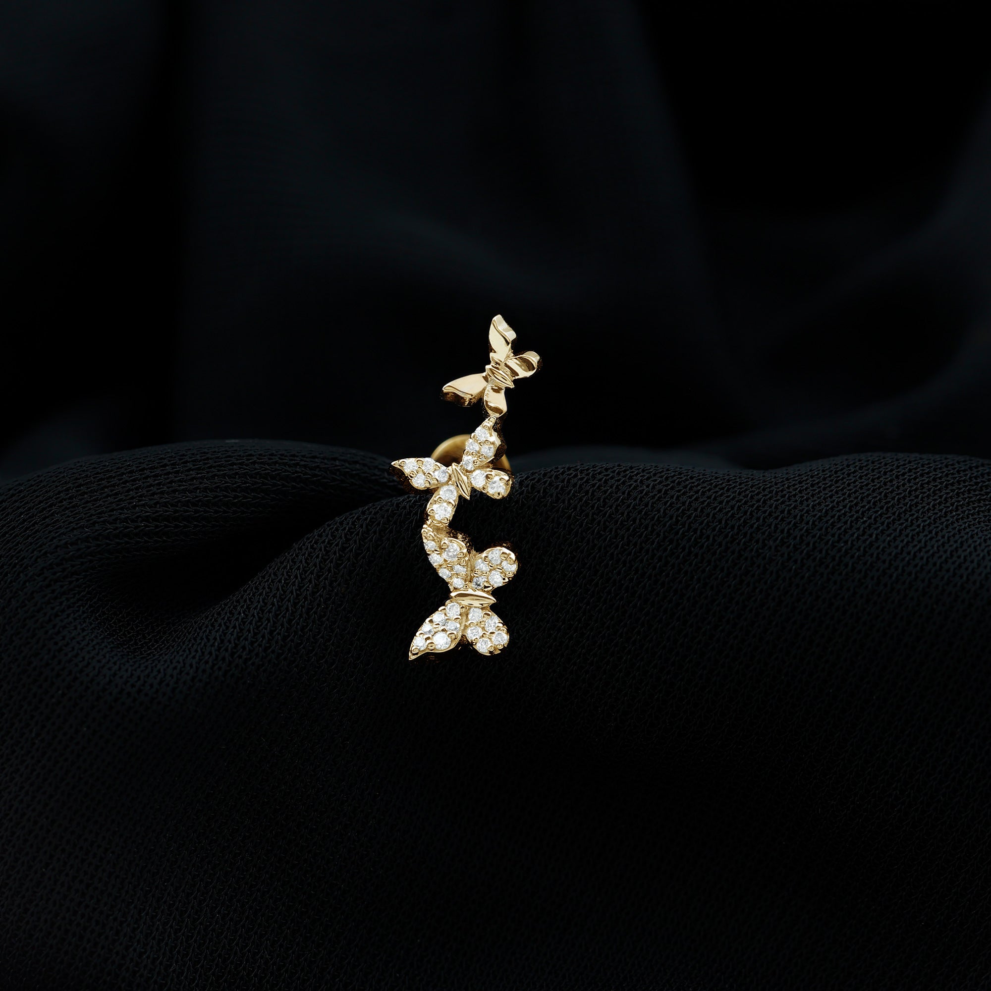 Moissanite Butterfly Climber Earring for Helix Piercing
