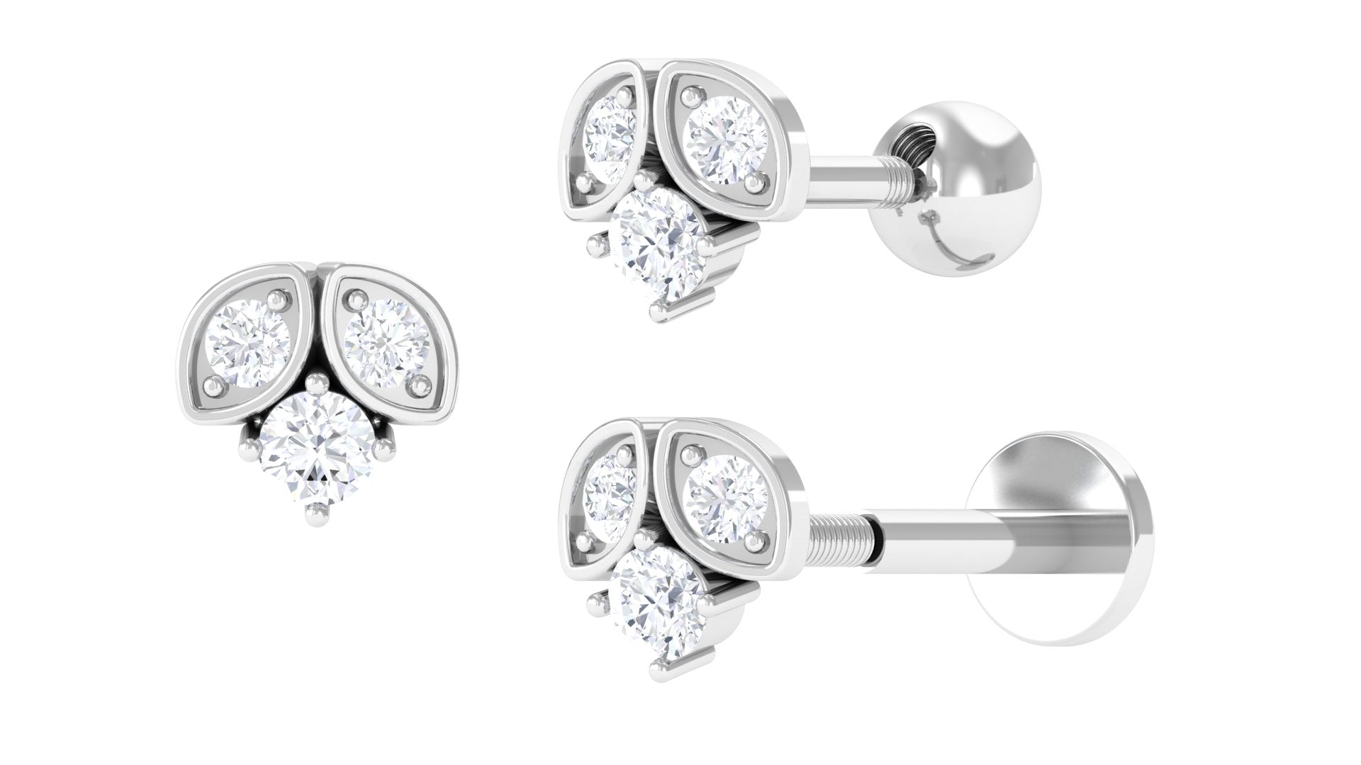 Genuine Diamond Tragus Earring with Flat Back