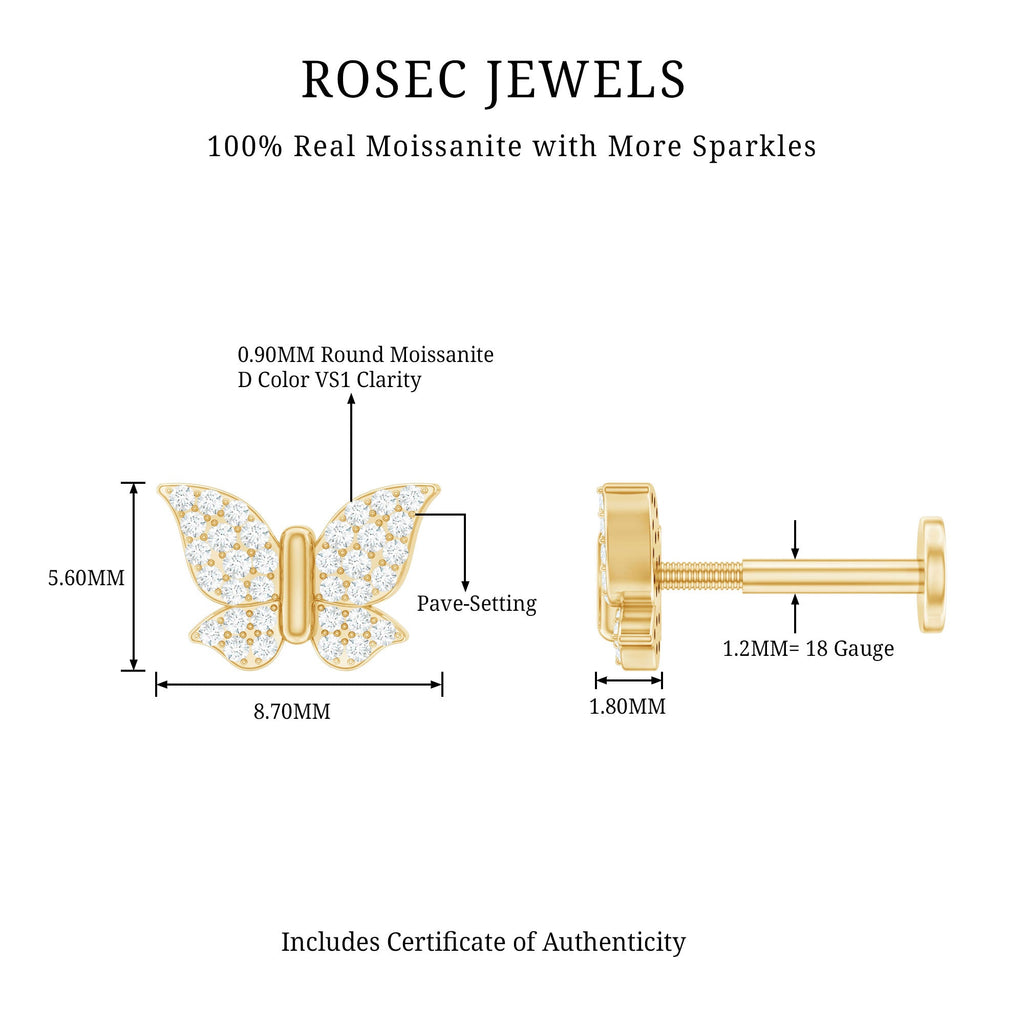 Exquisite Moissanite Butterfly Cartilage Earring