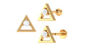 Round Moissanite Triangle Earring for Upper Lobe Piercing