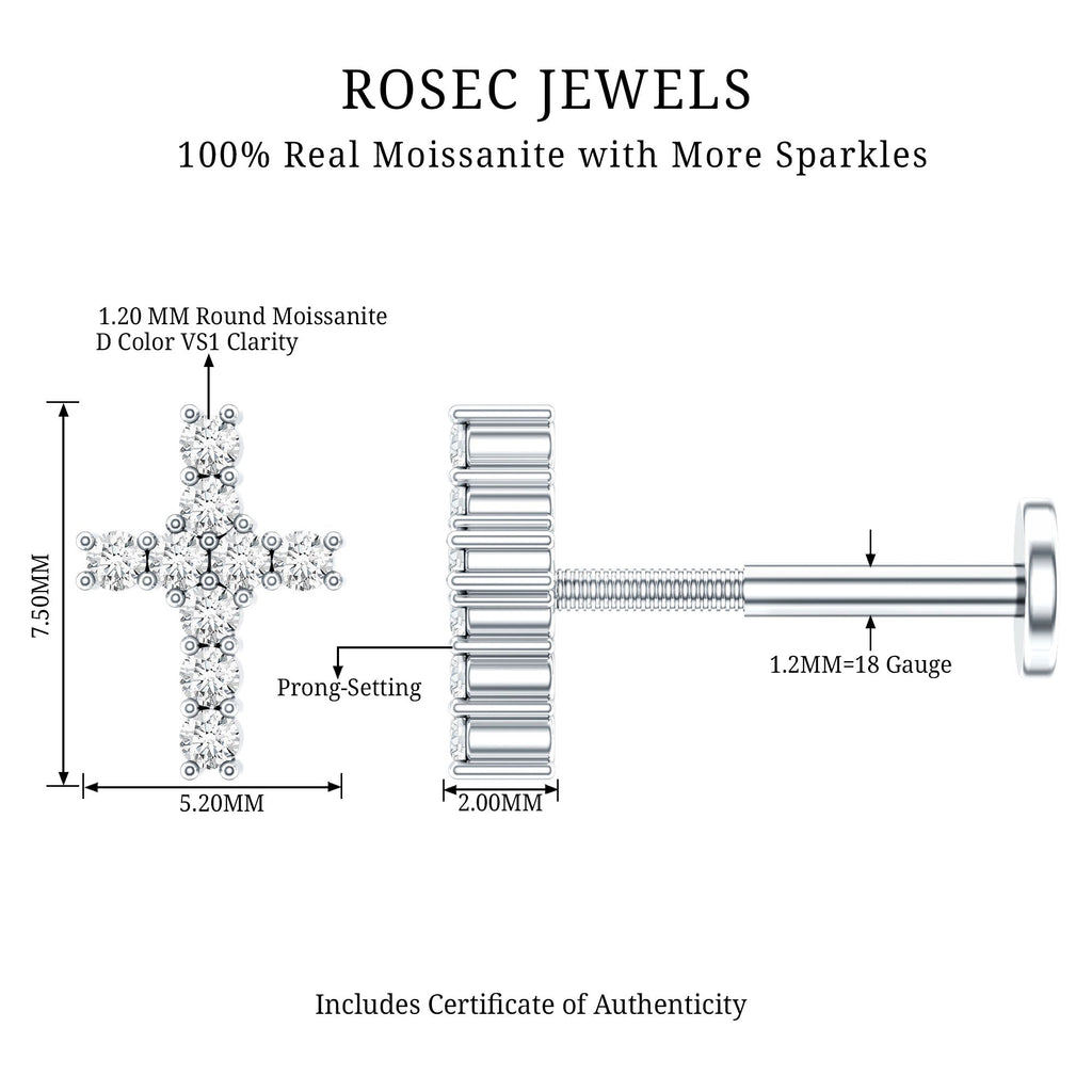 Minimalist Moissanite Cross Cartilage Earring