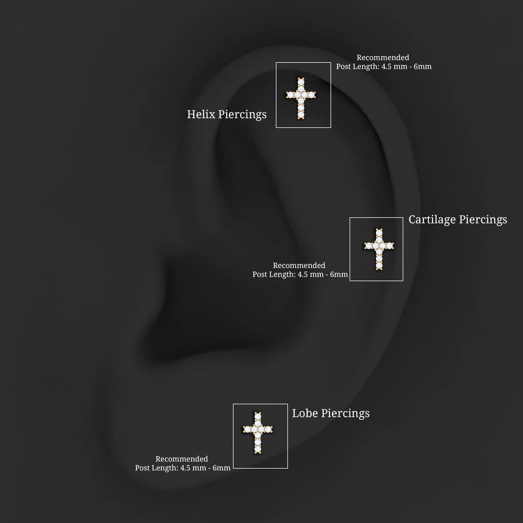 Minimalist Moissanite Cross Cartilage Earring