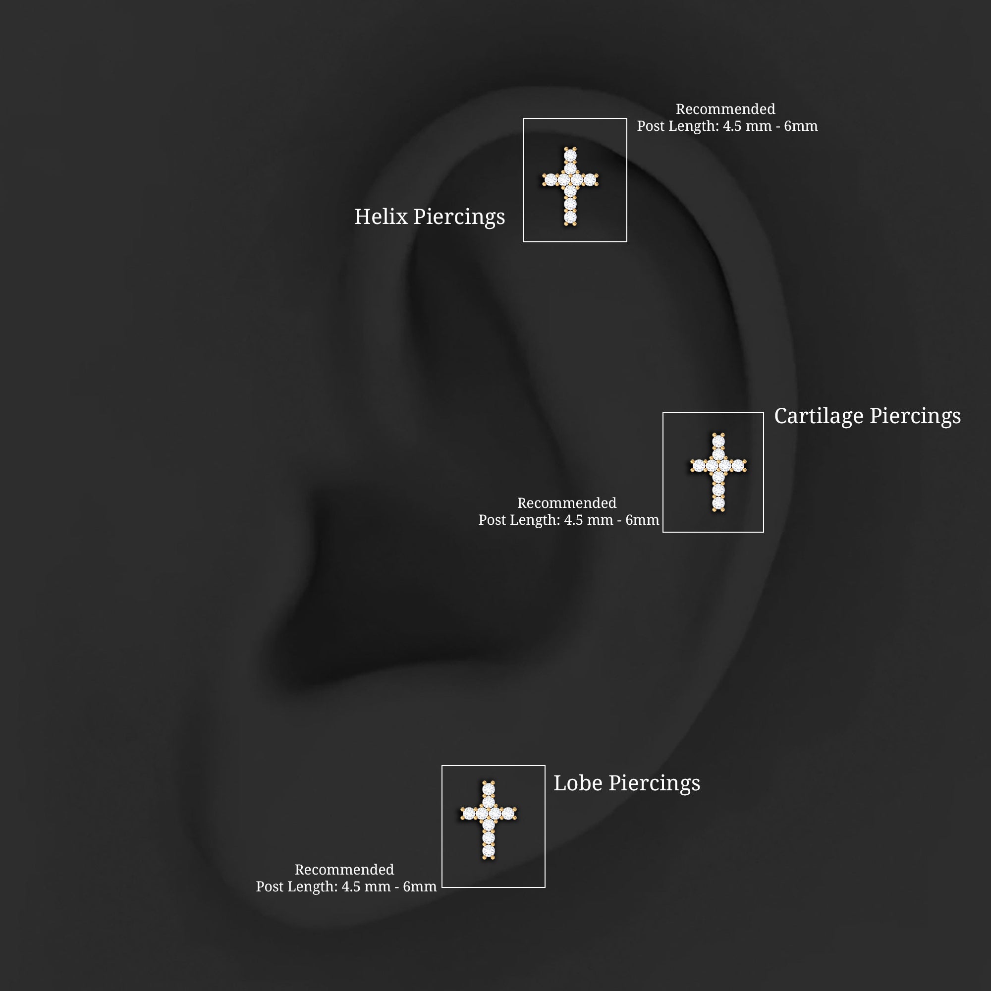 Minimalist Moissanite Cross Cartilage Earring