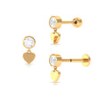 Round Moissanite Heart Drop Earring for Helix Piercing