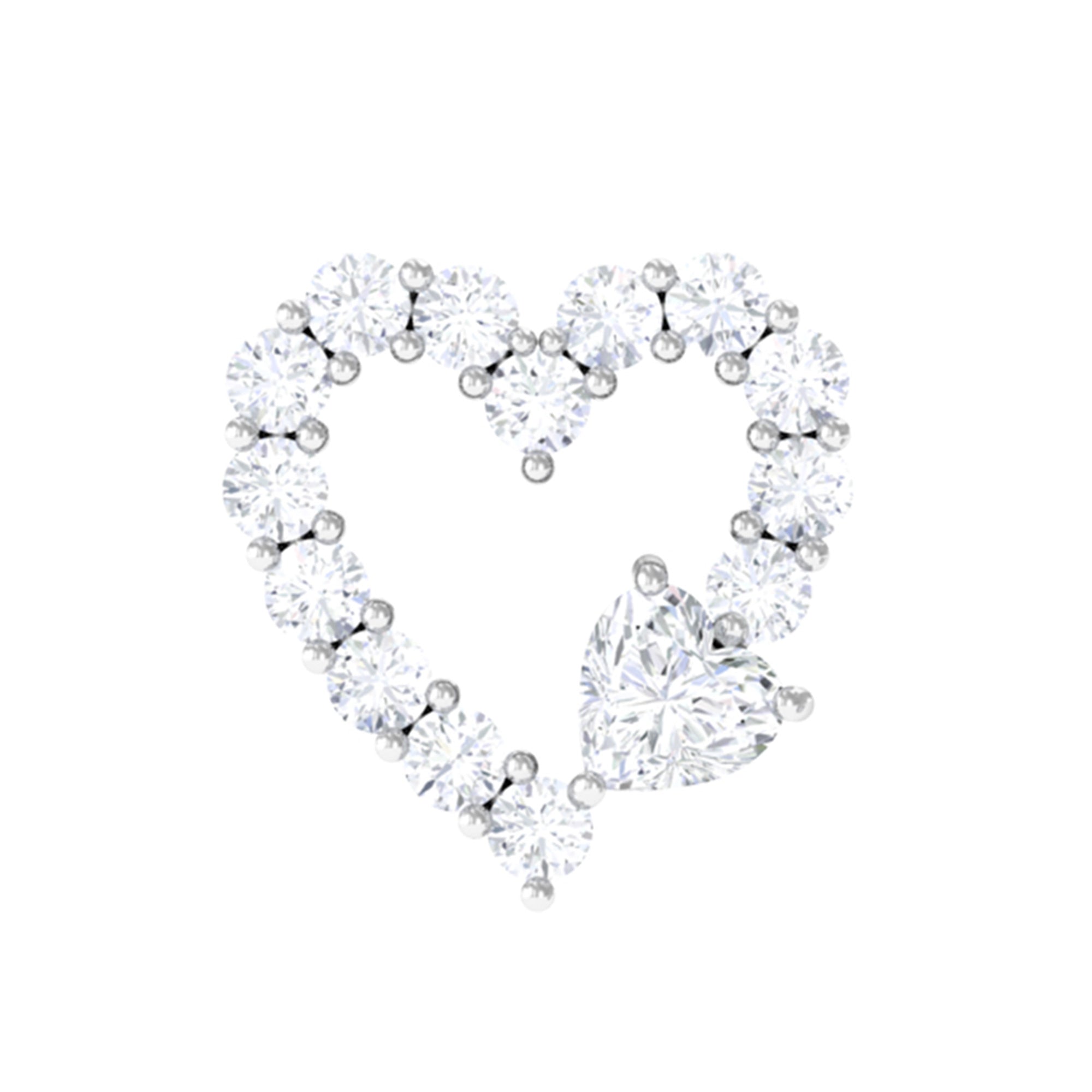 Certified Moissanite Heart Cartilage Earring