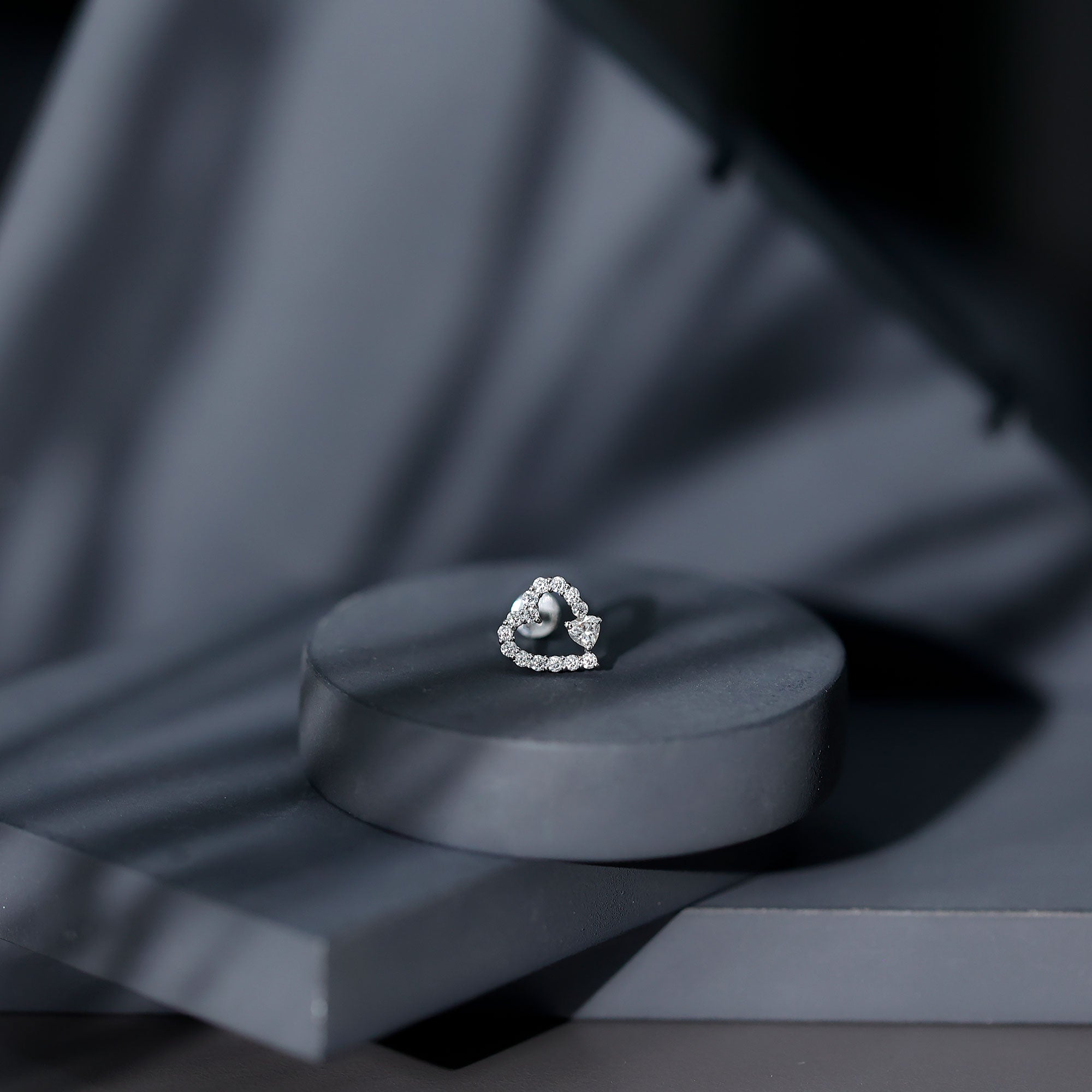 Certified Moissanite Heart Cartilage Earring