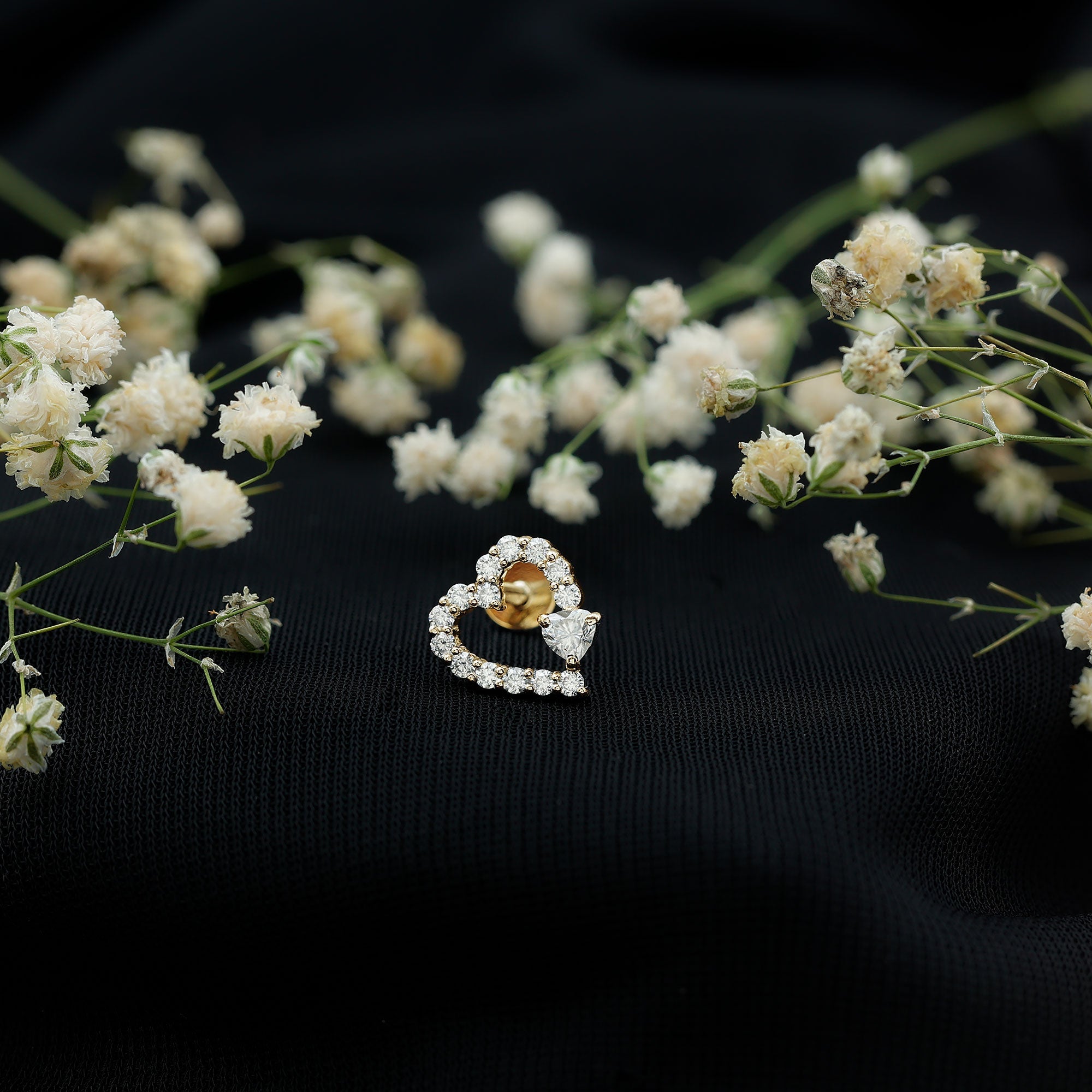 Certified Moissanite Heart Cartilage Earring