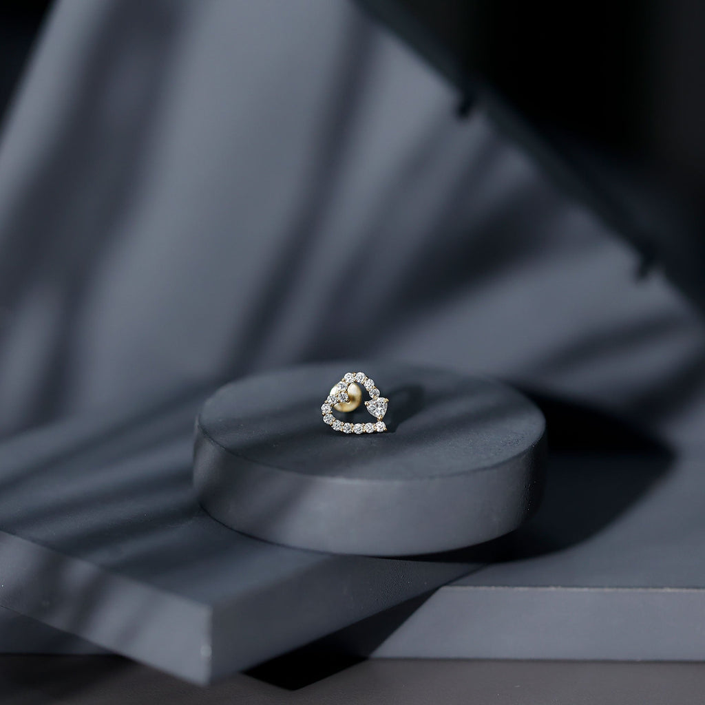 Certified Moissanite Heart Cartilage Earring