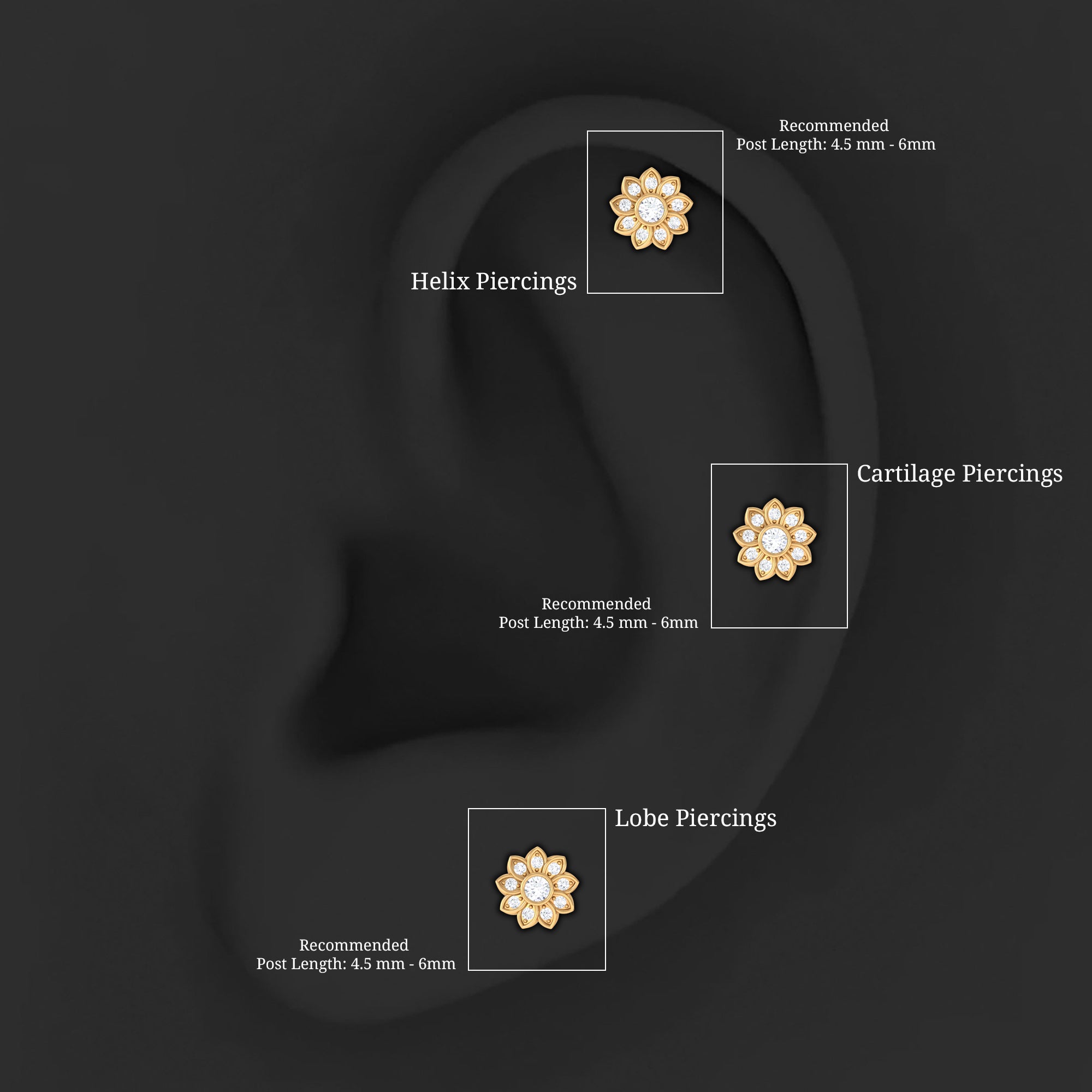 Moissanite Flower Cartilage Earring for Women