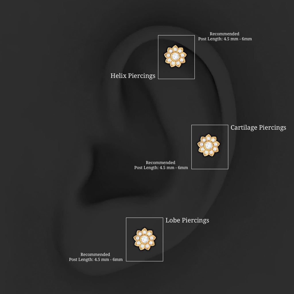 Moissanite Flower Cartilage Earring for Women