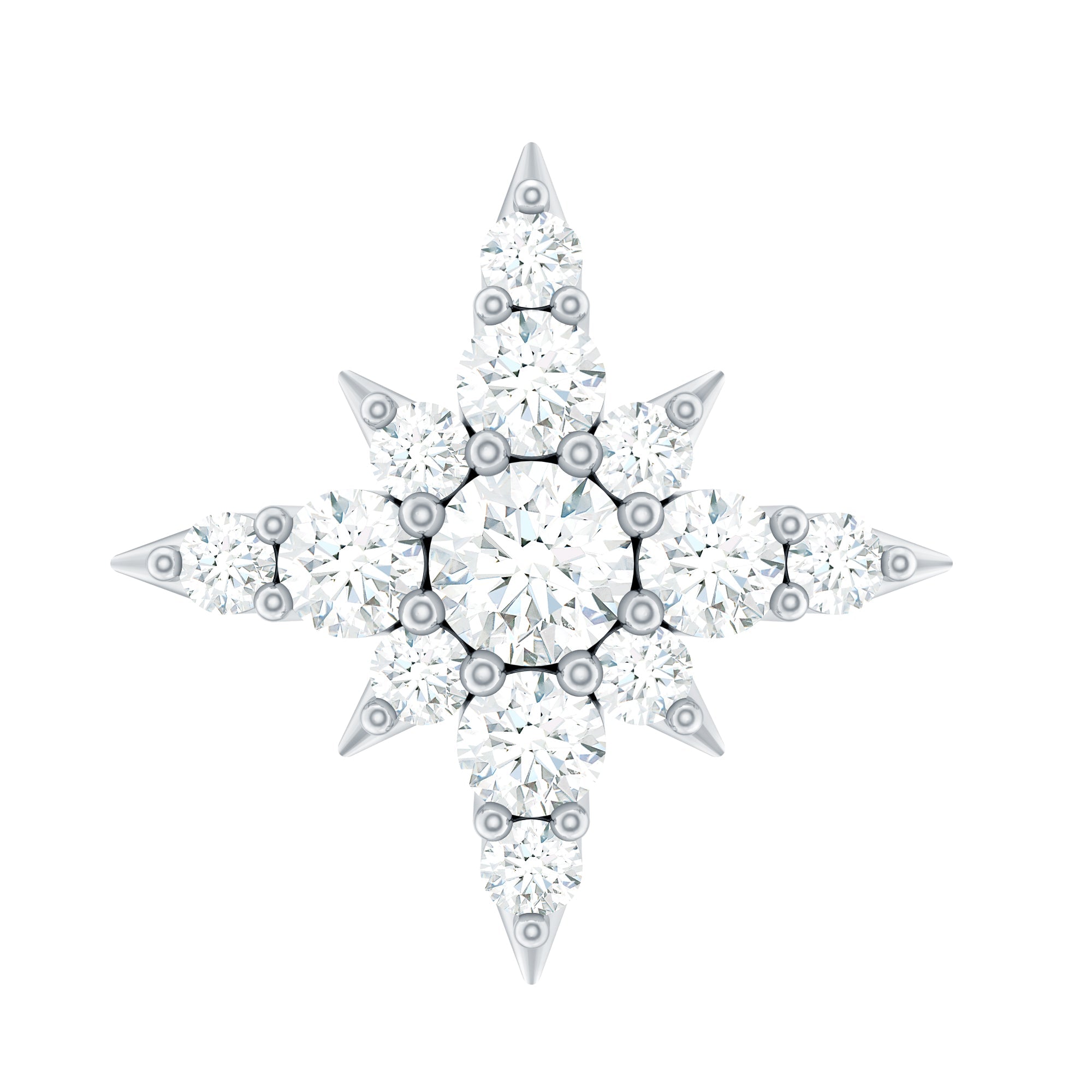 Moissanite Starburst Cartilage Earring with Flat Back