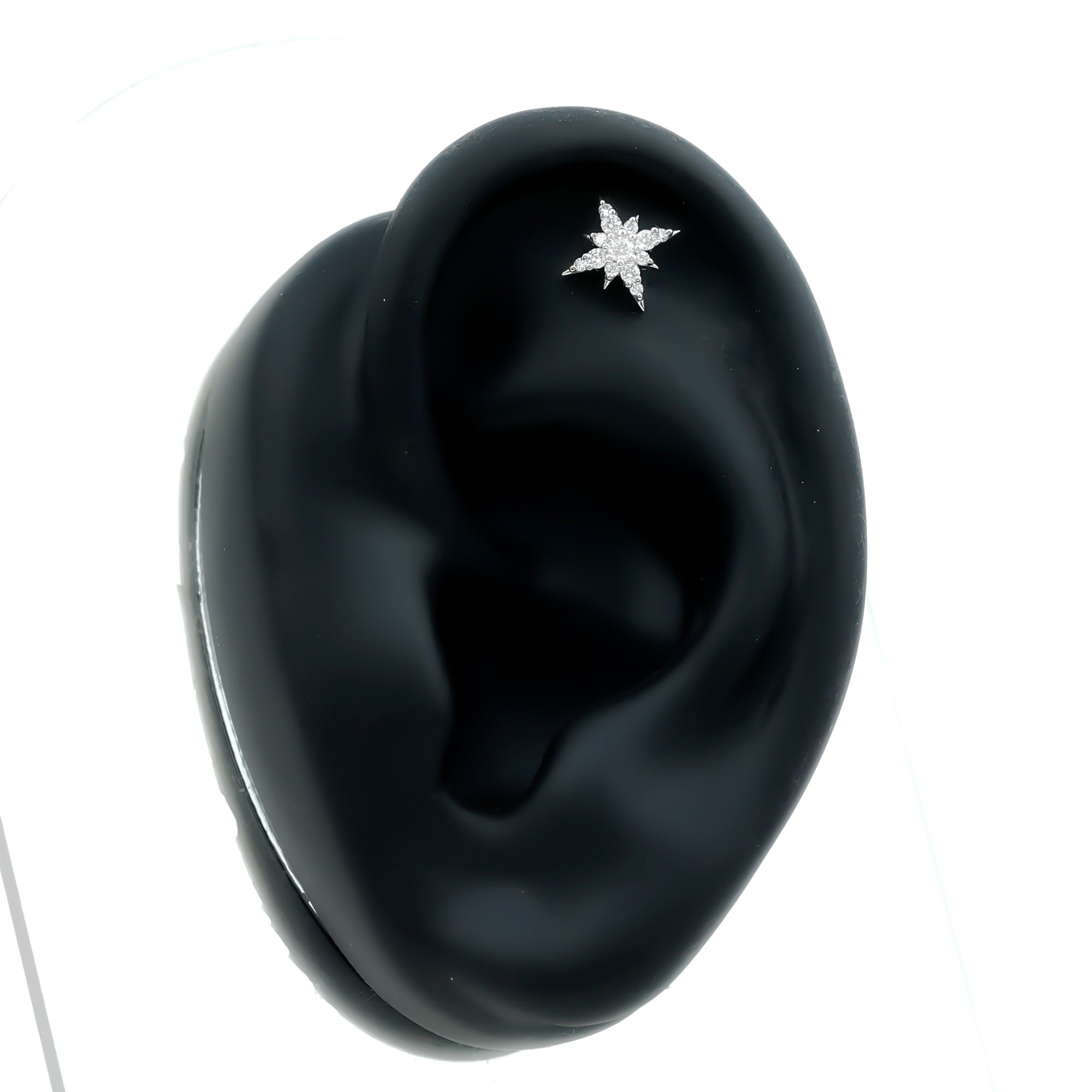 Moissanite Starburst Cartilage Earring with Flat Back