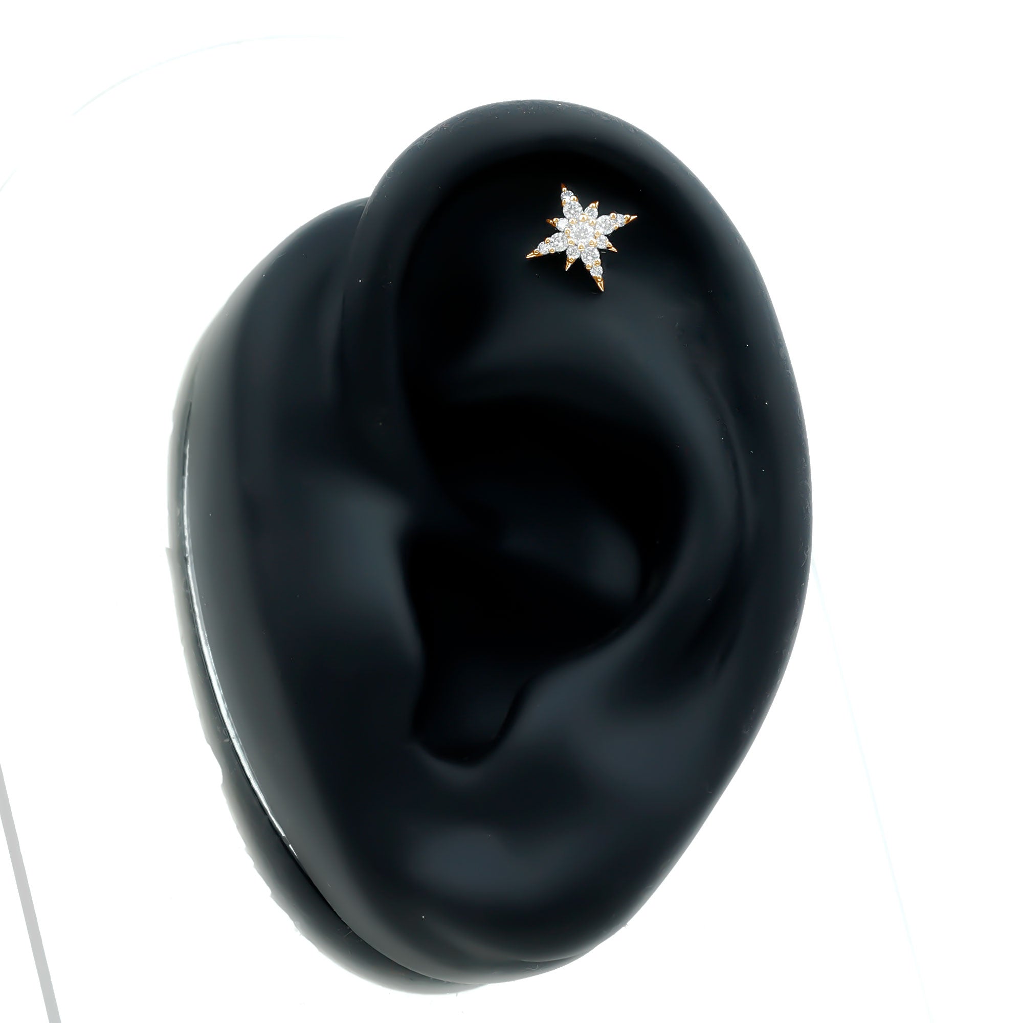 Moissanite Starburst Cartilage Earring with Flat Back