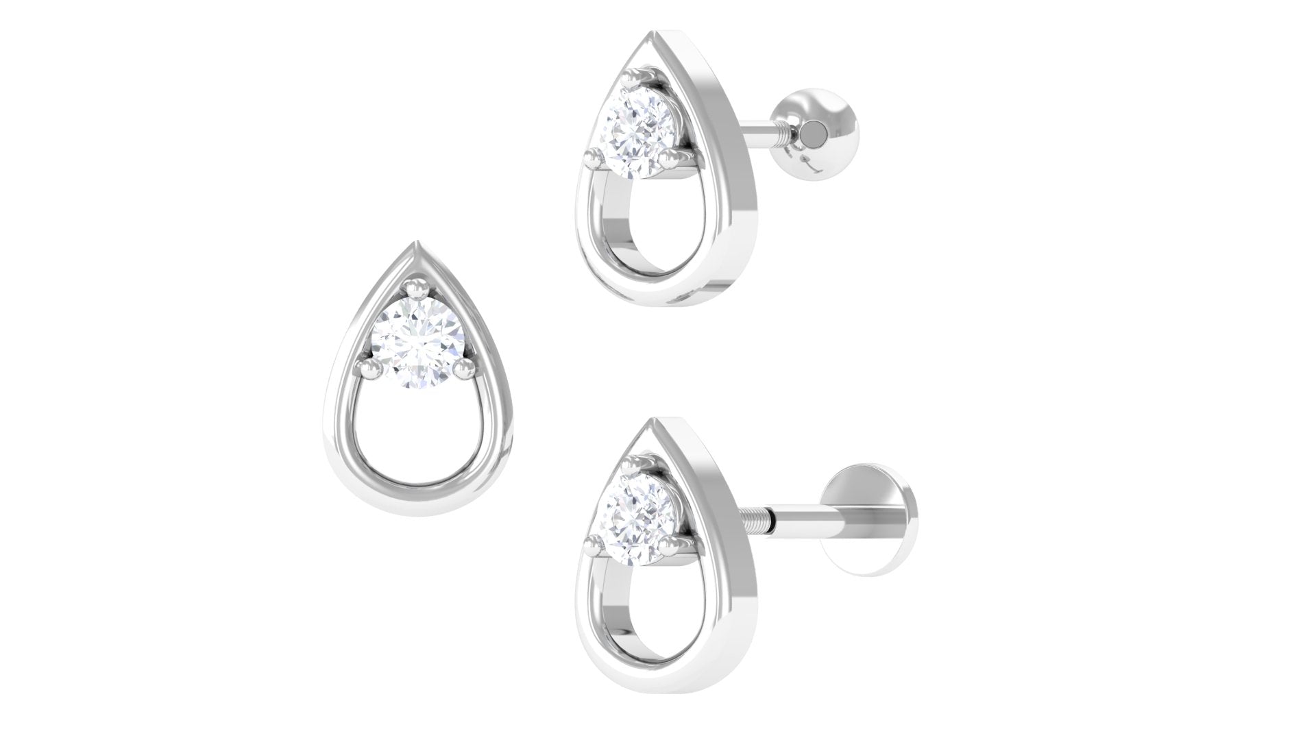 Round Moissanite Teardrop Helix Earring