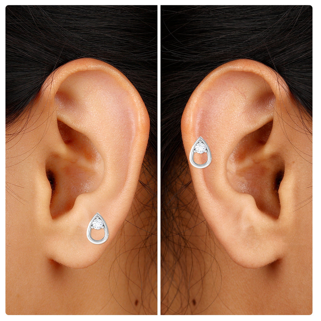 Round Moissanite Teardrop Helix Earring