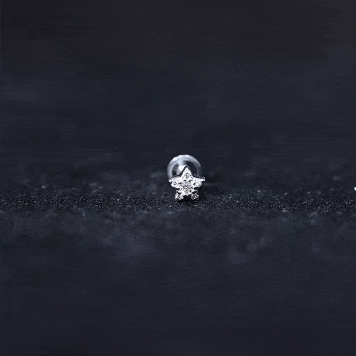 Round Diamond Star Forward Helix Earring