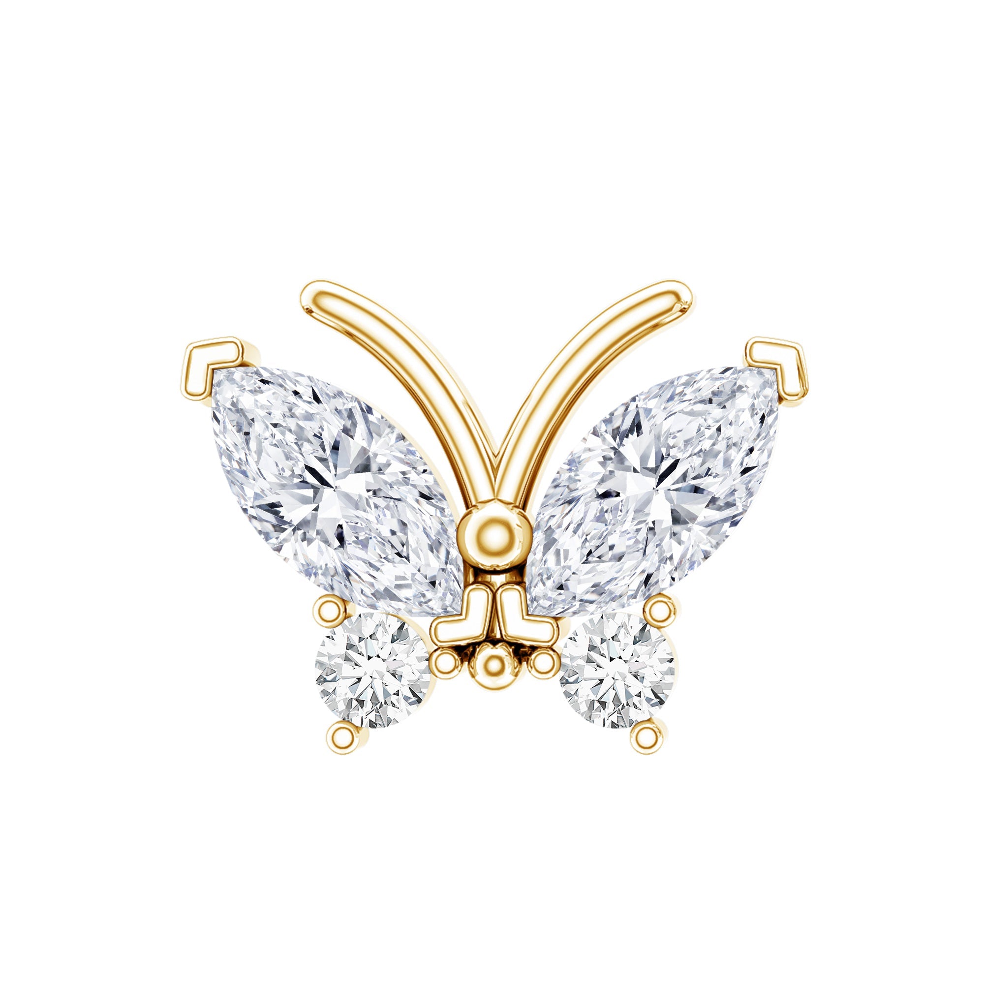 Natural Diamond Butterfly Earring for Helix Piercing