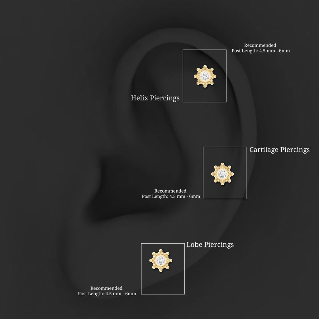 Minimal Diamond Cartilage Earring Stud with Flat Back