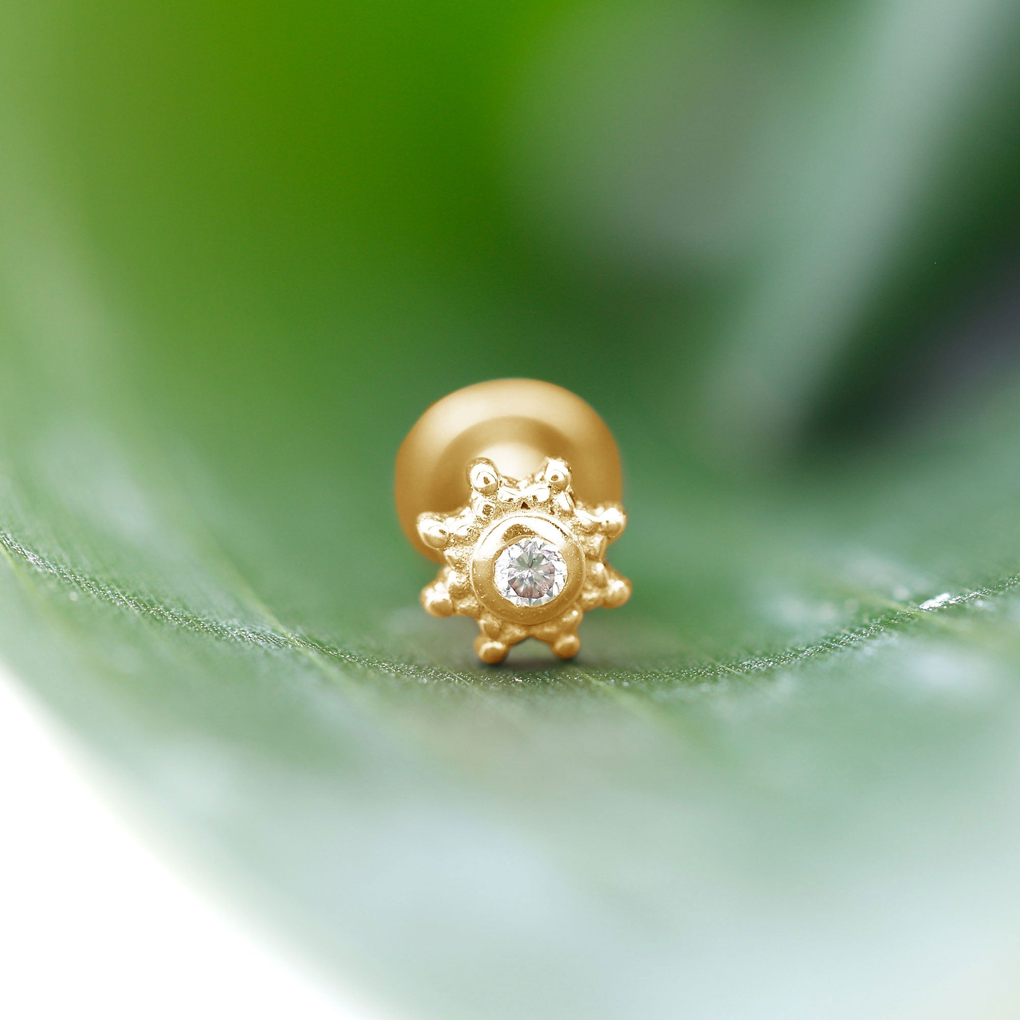 Minimal Diamond Cartilage Earring Stud with Flat Back