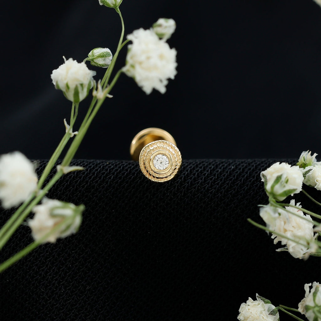 Minimal Diamond Conch Earring in Bezel Setting
