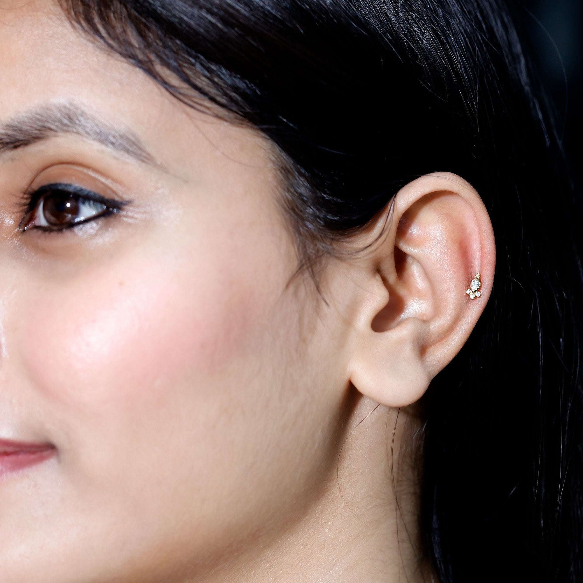 Vintage Style Moissanite Tragus Earring in Bezel Setting