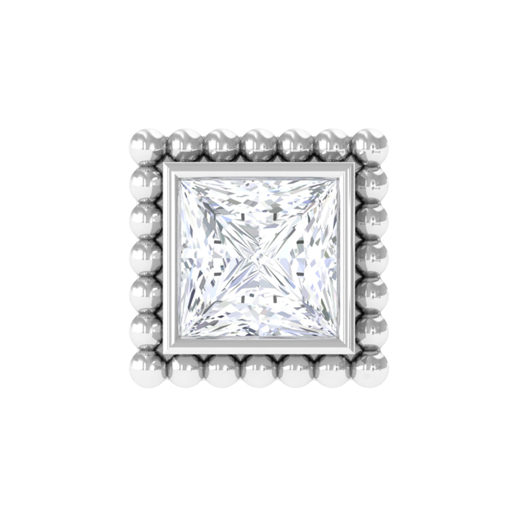 Princess Cut Moissanite Simple Helix Earring in Bezel Setting