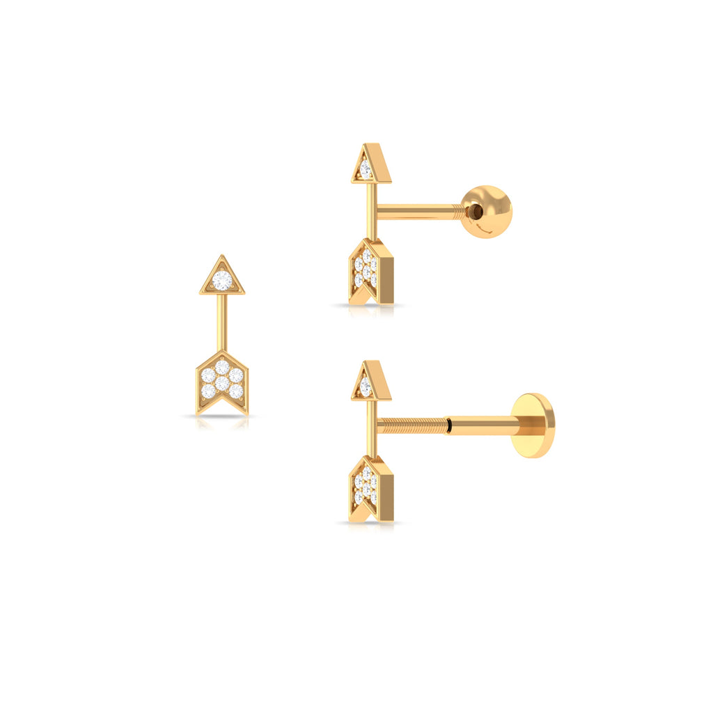 Minimalist Diamond Arrow Earring for Helix Piercing