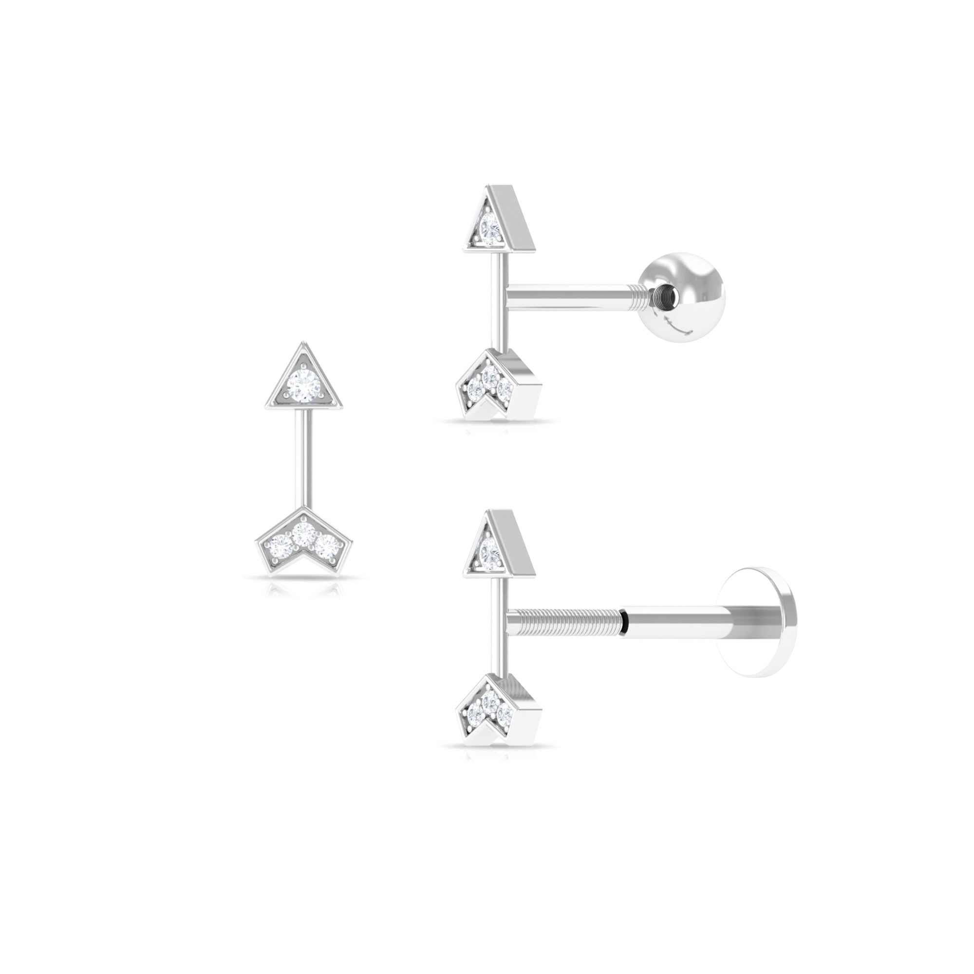 Genuine Diamond Arrow Earring for Helix Piercing