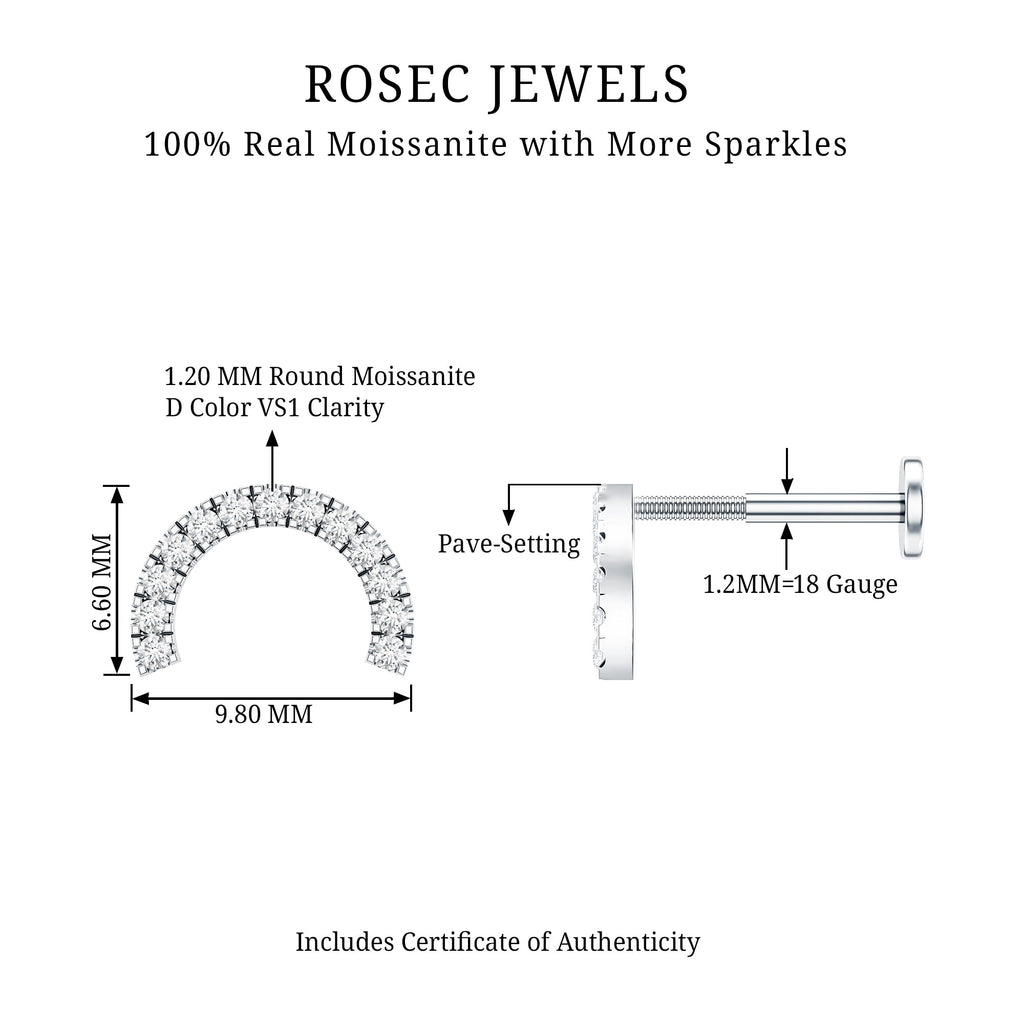 Moissanite Half Circle Earring for Helix Piercing