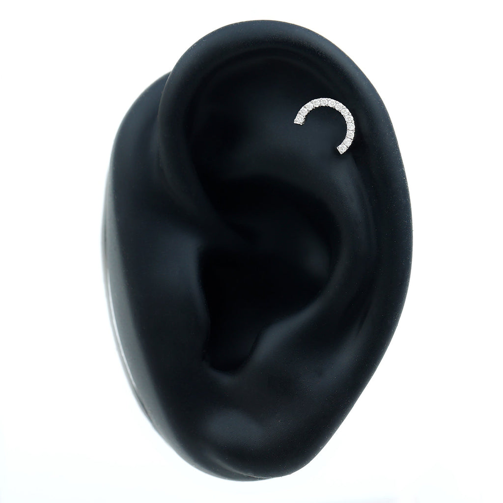 Moissanite Half Circle Earring for Helix Piercing